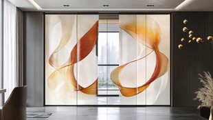 现代抽象艺术风客厅隔断画