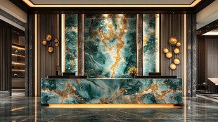 奢华大理石纹理酒店大堂前台