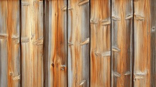 古朴竹制墙面纹理特写