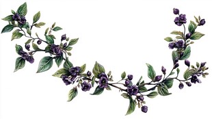 紫色花卉枝叶装饰图案