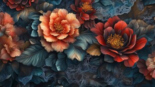 绚丽牡丹花卉纹理图案