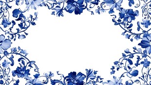 青花瓷花纹边框装饰图案