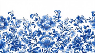 青花瓷花卉花边图案