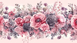 粉色花卉浪漫花边图案