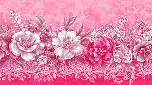 粉色花卉蕾丝边框图案