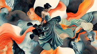 梦幻舞者与流动色彩之景