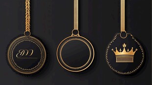 黑金风格圆形吊牌设计元素