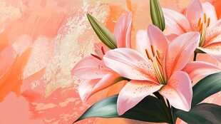 粉色百合花的唯美艺术画