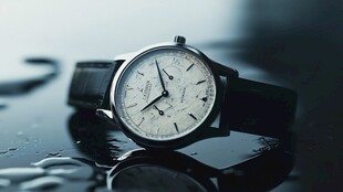 精致腕表置于湿漉表面