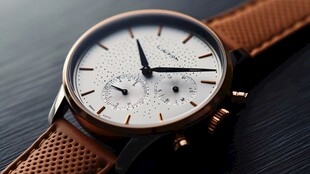 精致复古风计时腕表特写
