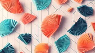 多彩折纸扇的几何图案展示