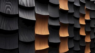 波浪形木饰墙面纹理独特