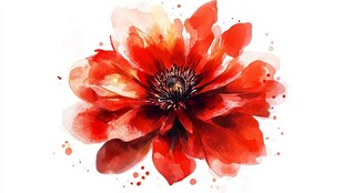 鲜艳水彩红花朵
