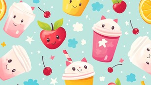 可爱卡通饮品水果图案