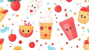 可爱卡通水果甜品图案