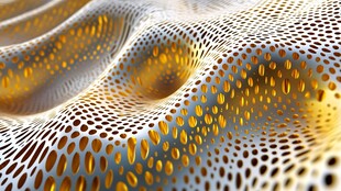 金色波浪孔洞3D纹理图案