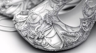 华丽银质雕花高跟鞋