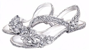 华丽装饰凉鞋手绘效果图