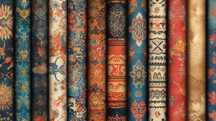 复古多彩花纹布料展示