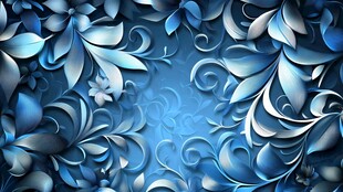 蓝色立体花卉纹理背景