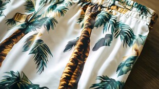 热带棕榈印花时尚短裤