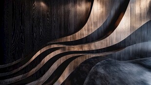 木质波浪纹理的创意墙面