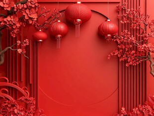 中式红韵 灯笼繁花迎佳节