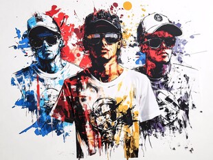 街头风酷炫三人艺术插画