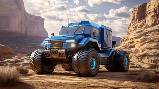 蓝色越野重卡驰骋荒漠