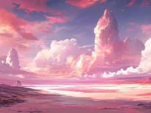 梦幻晚霞下的云海奇观