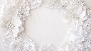 白色蕾丝花朵装饰边框