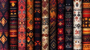 多彩民族风织物图案展示