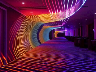 梦幻炫彩灯光走廊空间