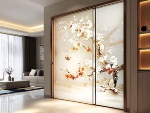 中式花鸟玻璃移门美居
