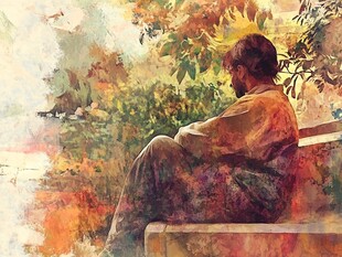 独坐长椅的沉思者