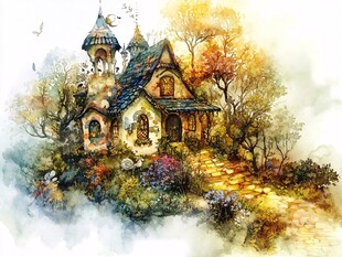 梦幻秋日童话小屋