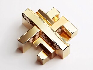 金色立体几何造型摆件