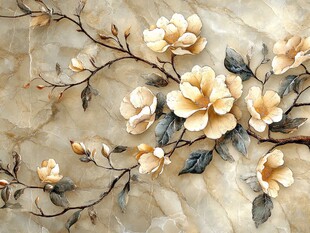 玉兰花枝大理石纹理图案