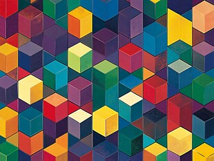 多彩立体方块几何图案背景