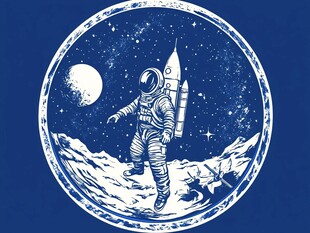 宇航员漫步月球幻想图