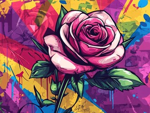 绚丽玫瑰 多彩涂鸦背景