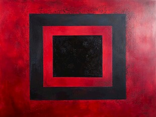 红黑相间几何抽象画作