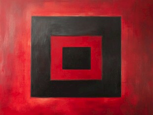 红黑几何抽象画作