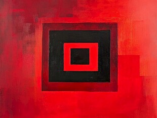 红色几何抽象艺术画作