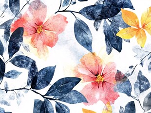 水彩花卉植物无缝图案