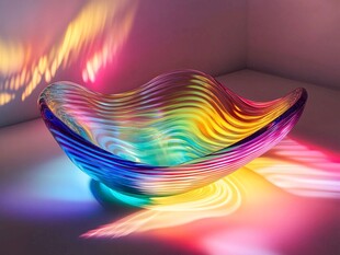 炫彩波纹玻璃碗光影之美