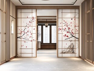 中式雅致玄关 梅花屏风之美