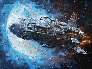 星际飞船在浩瀚宇宙中航行