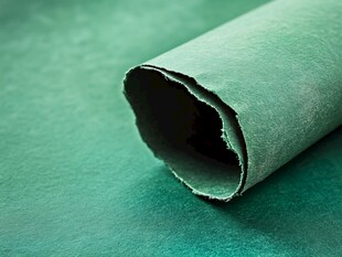 绿色卷状皮革特写