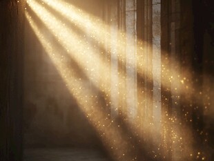 林间金色光束梦幻场景